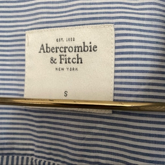 Abercrombie & Fitch shirt top poplin long sleeve half button embroidered sleeve - Picture 6 of 7